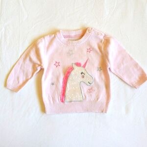 george pink sequin unicorn knit sweater 3 months baby girl